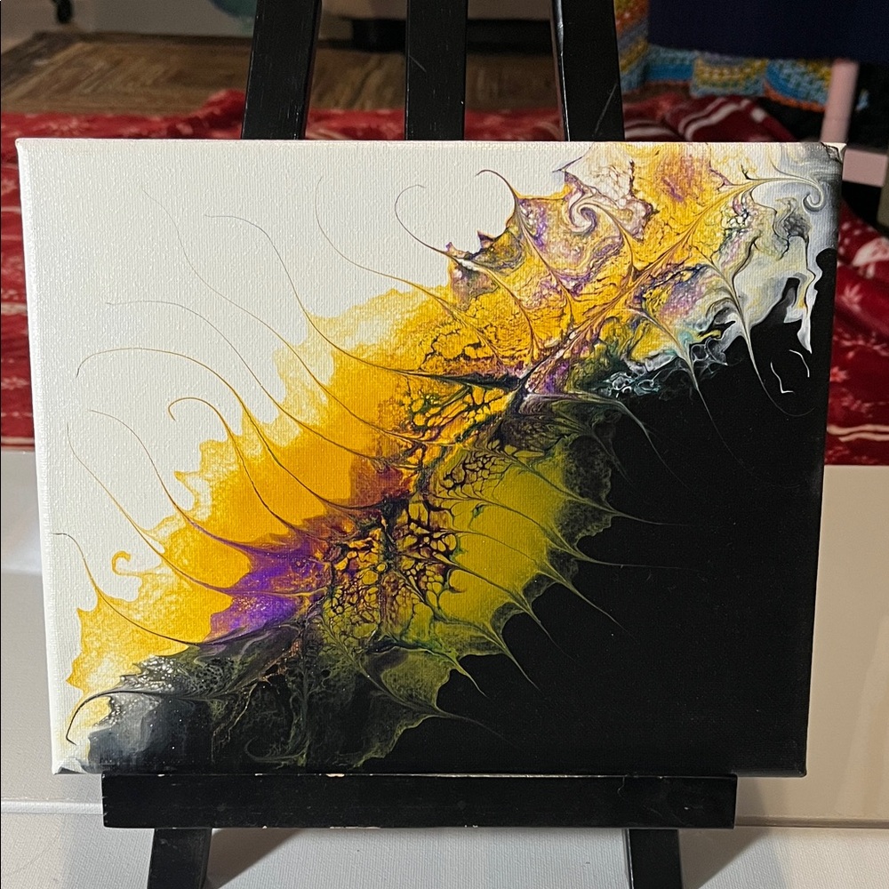 Abstract Yellow and Black Canvas Art